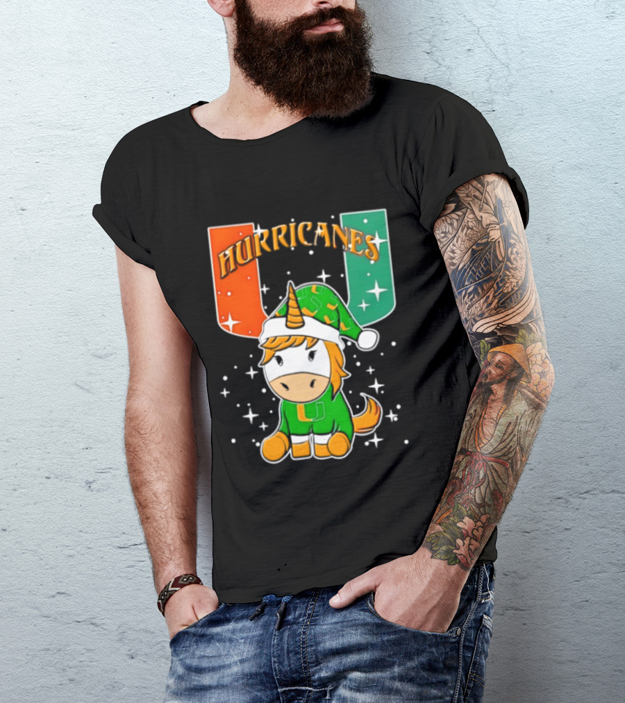 Unicorn Miami Hurricanes NCAA Christmas 2026 T-Shirt