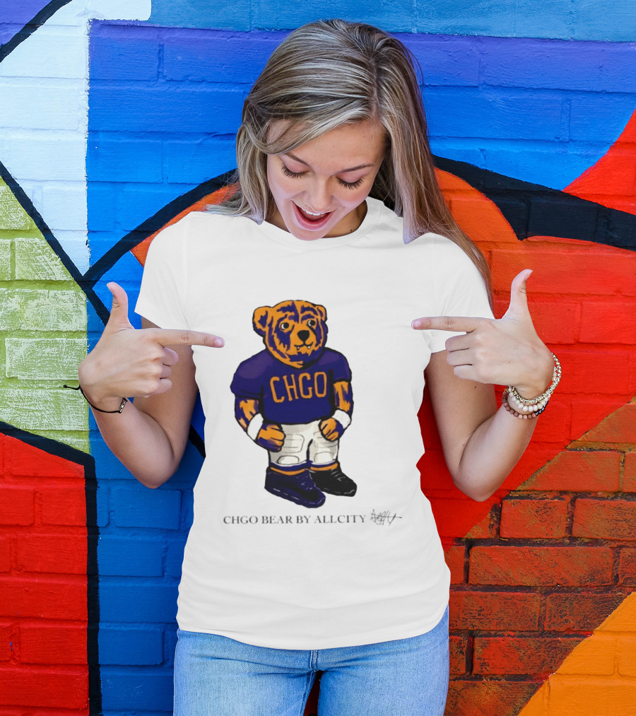 Chicago Bears CHGO Bear By AllCity Football Collaboration T-Shirt