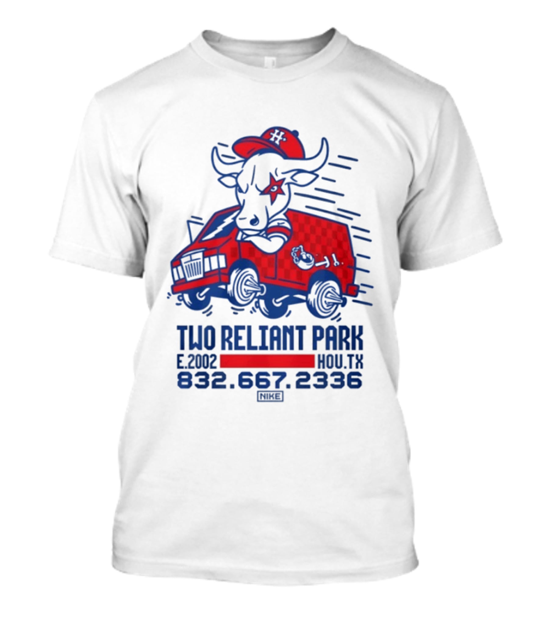 Houston Texans Two Reliant Park Bull And Red Truck E 2012 MOU.TX 832.667.2336 T-Shirt
