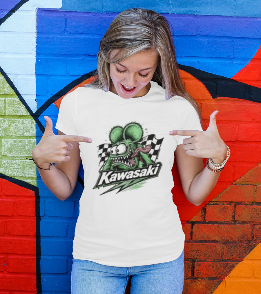 Kawasaki Racing Rat Fink Ninja For Sport Bike Enthusiasts T-Shirt