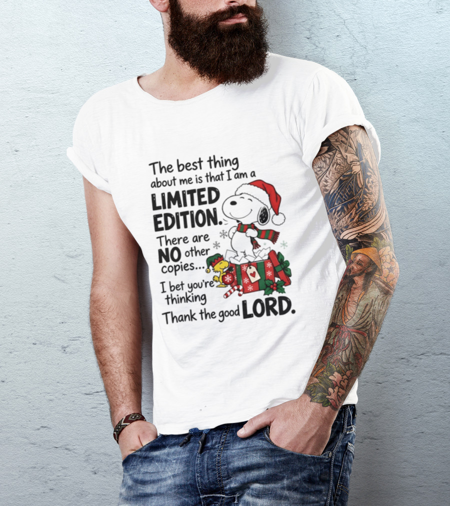 Snoopy Christmas Limited Edition Thank The Good Lord T-Shirt