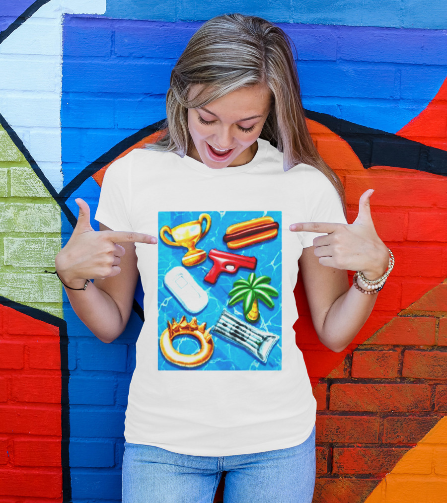 The Wynwood Walls Shop Store Leon Keer Trophy Hotdog Palm Gun Newspaper Seven Sins T-Shirt