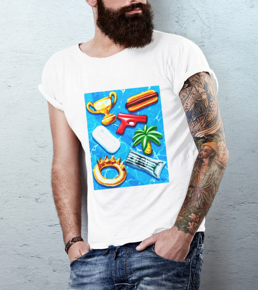 The Wynwood Walls Shop Store Leon Keer Trophy Hotdog Palm Gun Newspaper Seven Sins T-Shirt