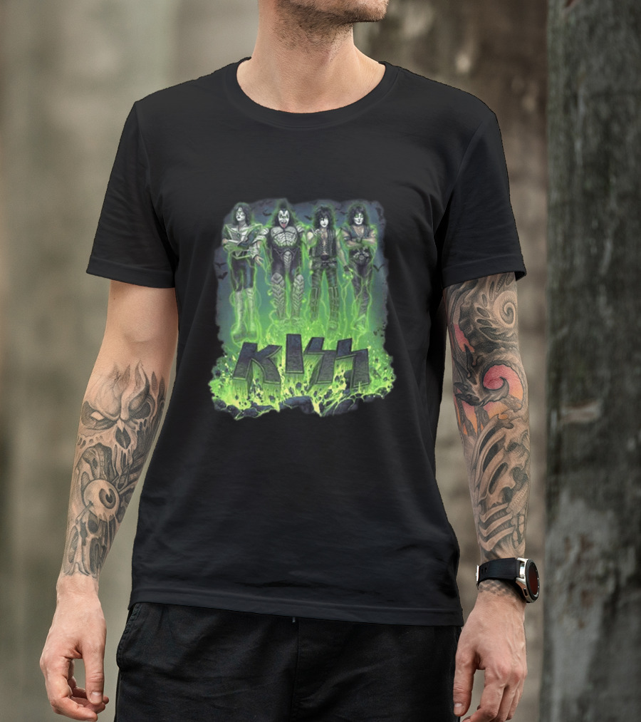 Kiss 2026 Limited Edition Halloween Bats Conjuring Green T-Shirt