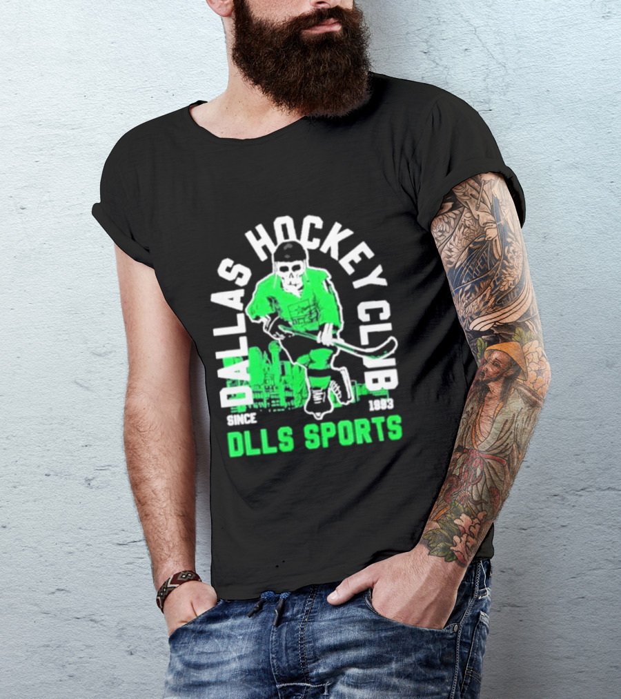 Dallas Hockey Club Since 1993 Dlls Sports Green Hockey Player T-Shirt