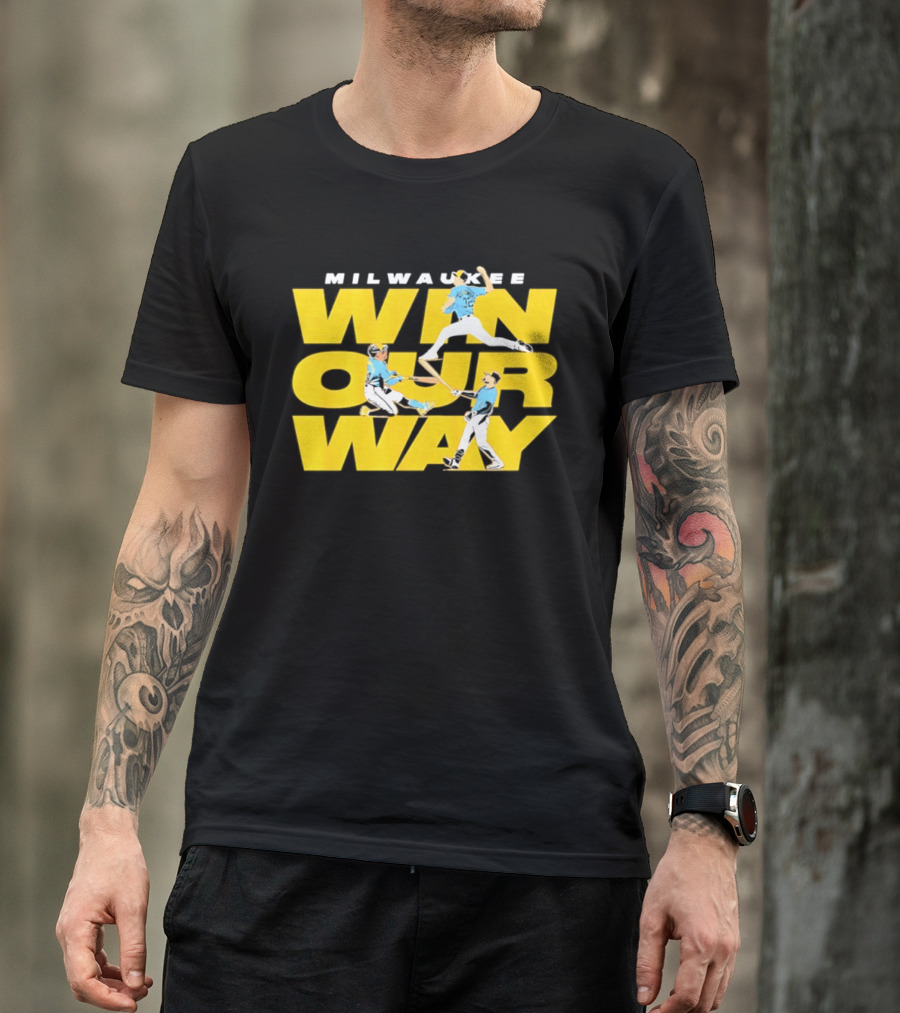 Milwaukee Win Our Way Baseball Stack T-Shirt