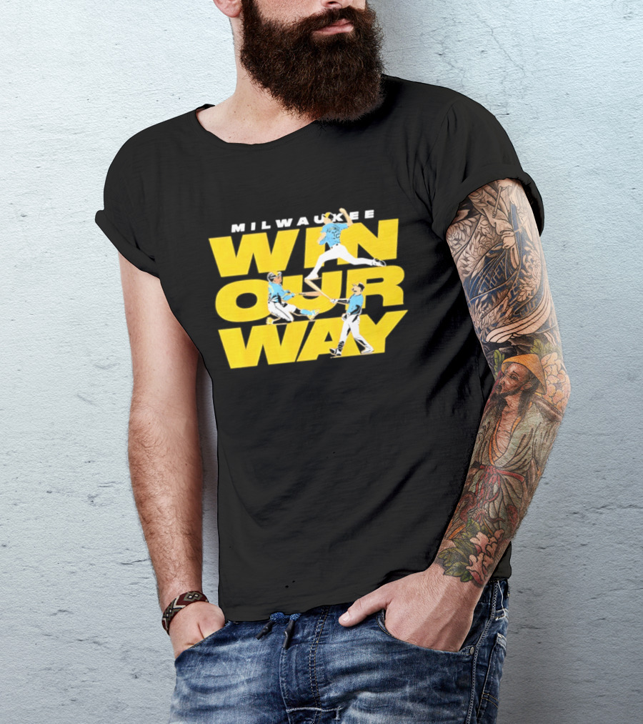 Milwaukee Win Our Way Baseball Stack T-Shirt