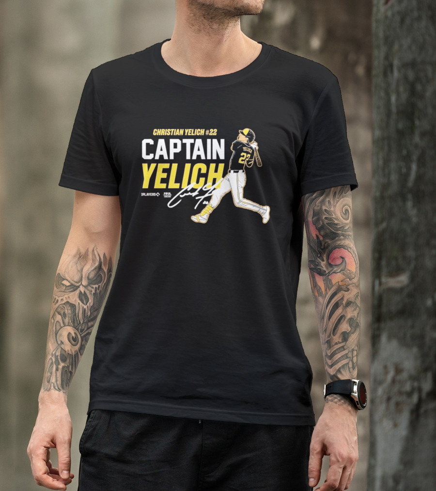 Milwaukee Brewers Christian Yelich 22 Captain Yelich Signature T-Shirt