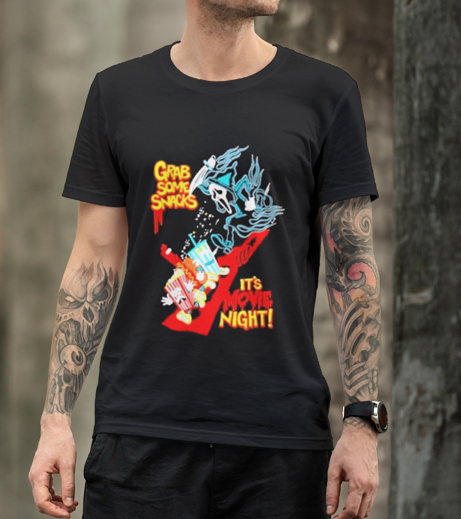 Grab Some Snacks Ghostface It's Movie Night Scream Halloween 2026 T-Shirt