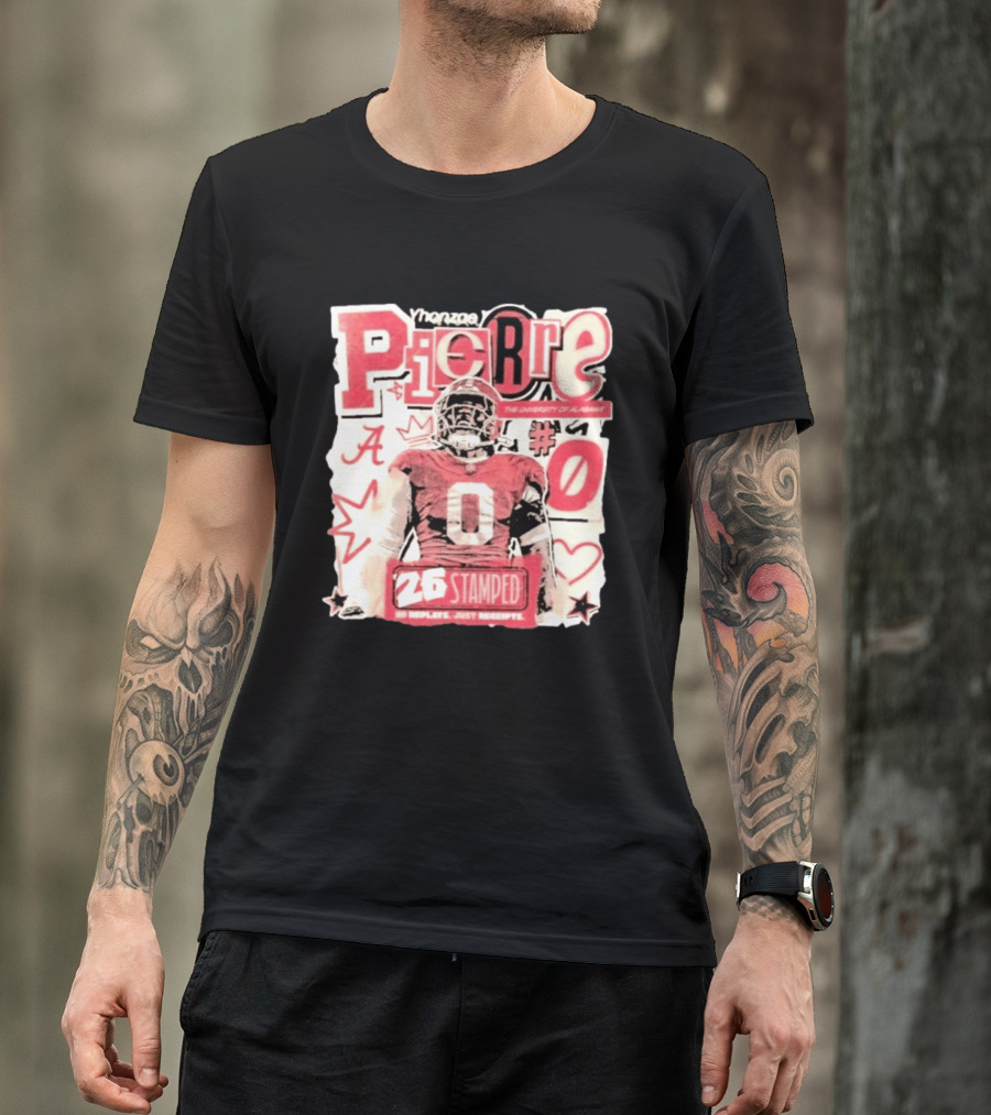 Yhonzae Pierre Alabama Crimson Tide Stamped 2026 NCAA Football #0 No Replays Just Receipts T-Shirt