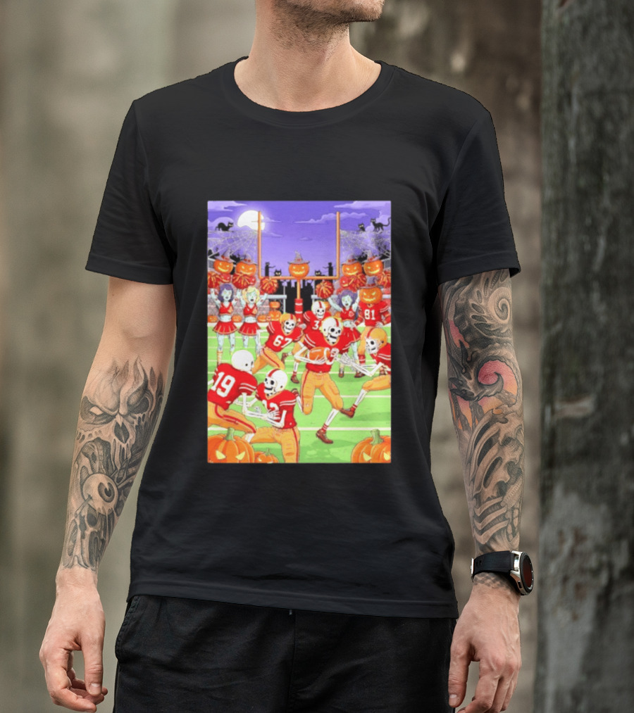 San Francisco 49ers Skeleton Zombie Halloween Football 2026 T-Shirt