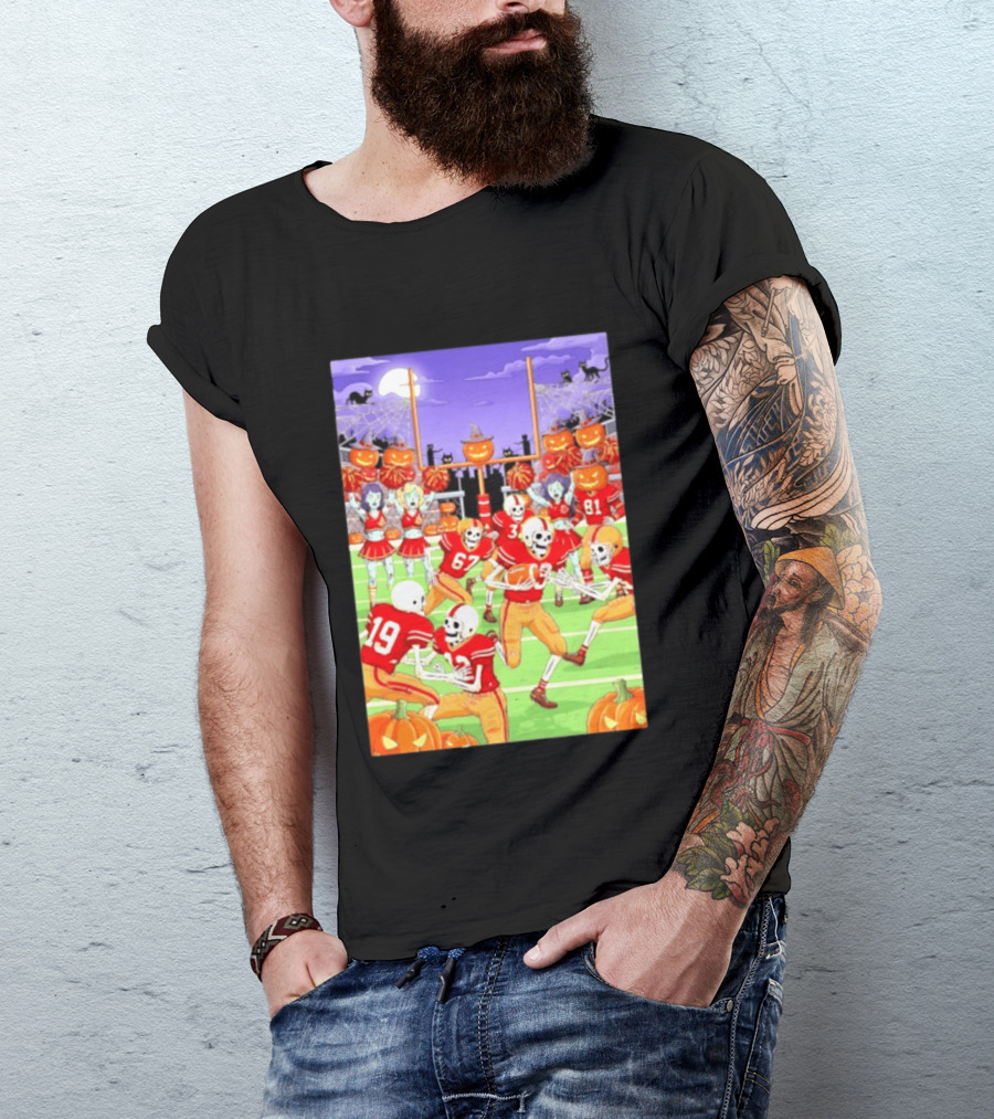 San Francisco 49ers Skeleton Zombie Halloween Football 2026 T-Shirt