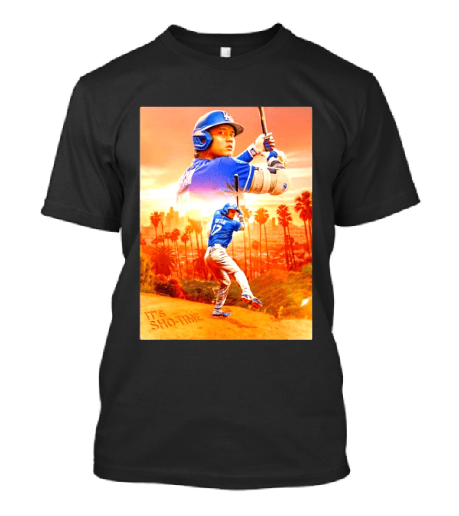 Shohei Ohtani Los Angeles Dodgers MLB It's Show Time Skyline Baseball Player T-Shirt