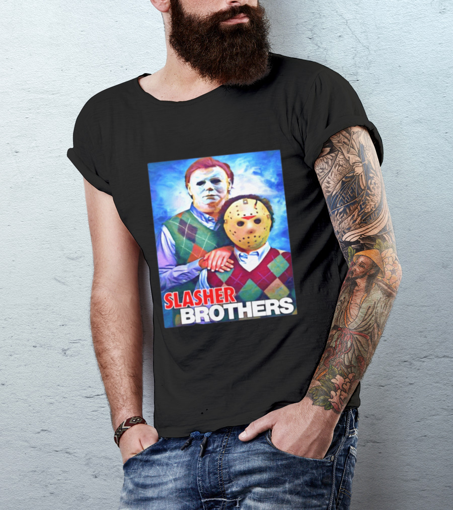 Slasher Brothers Michael Myers Jason Voorhees Halloween Meme 2026 T-Shirt