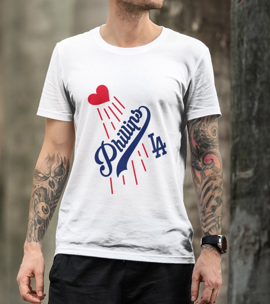Phillies LA Love Heart Dodgers 14 T-Shirt