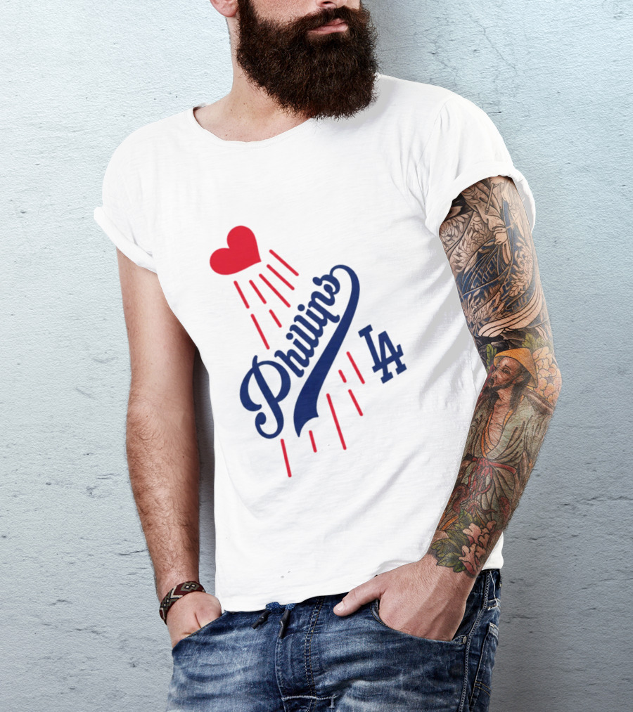 Phillies LA Love Heart Dodgers 14 T-Shirt