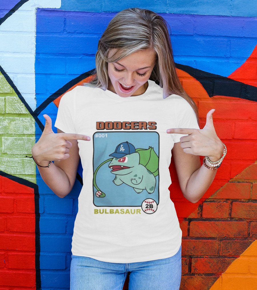 Dodgers Bulbasaur LA Baseball Anime Cartoon 2B T-Shirt