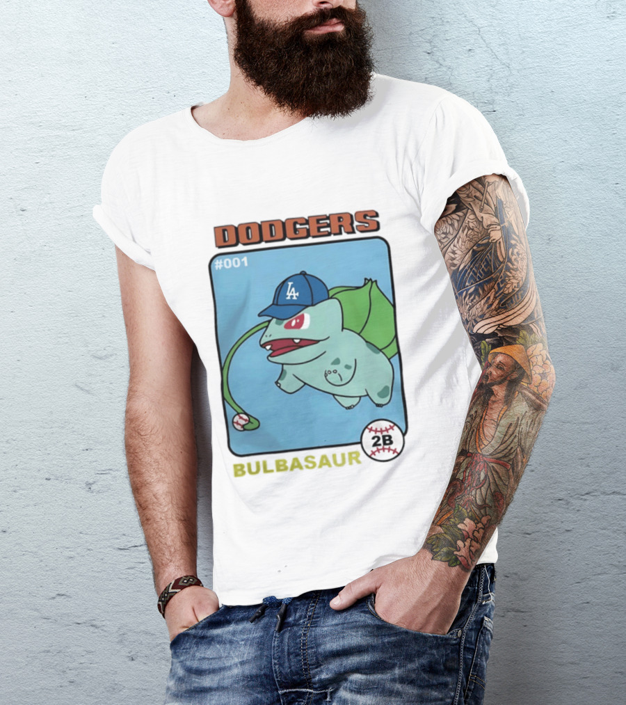 Dodgers Bulbasaur LA Baseball Anime Cartoon 2B T-Shirt