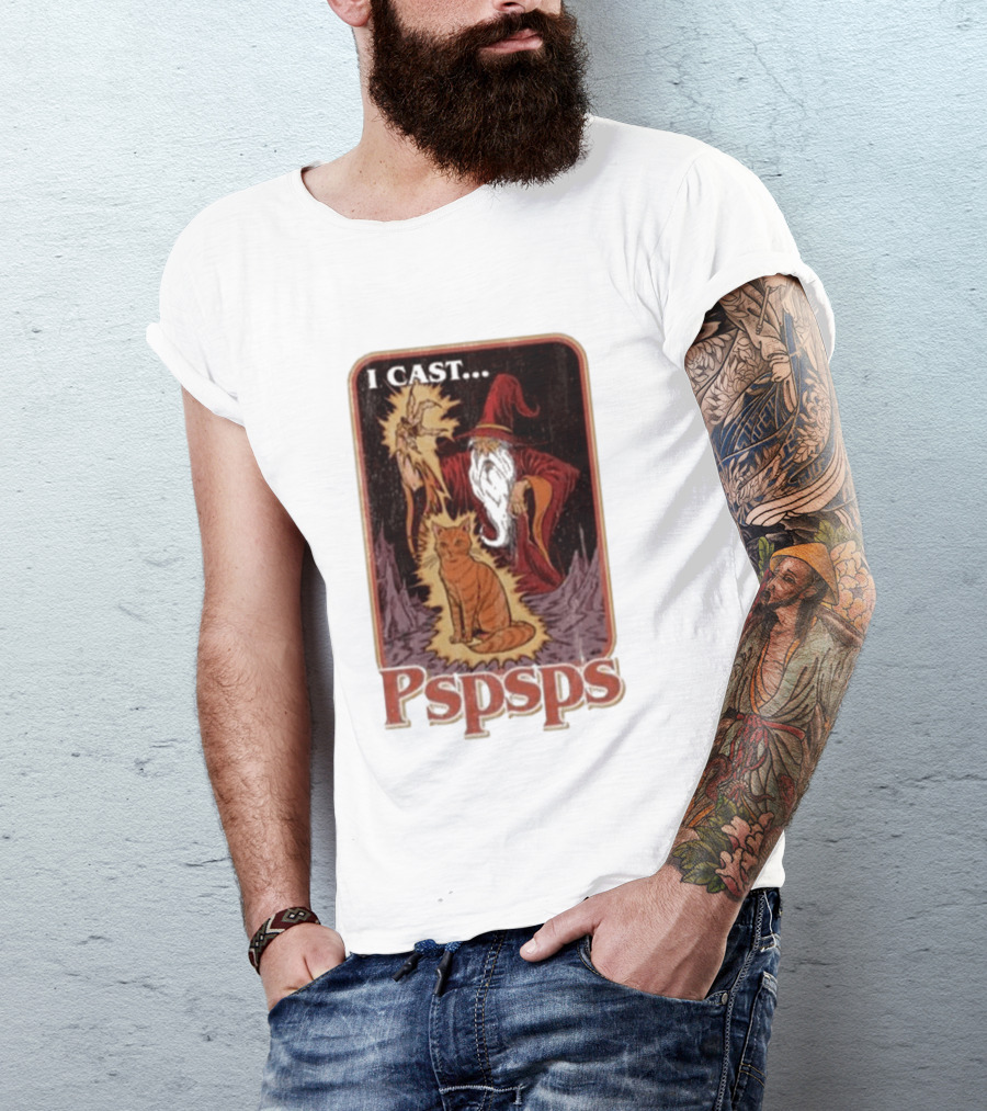 I Cast Pspsps Wizard Mystical Cat Aidan Wachter T-Shirt