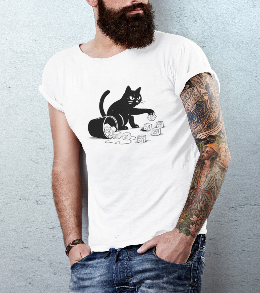 Black Cat Anti Trump Fuck Ice T-Shirt