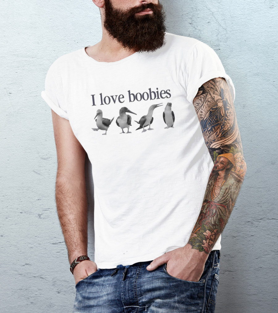 I Love Boobies Blue Footed Booby Bird T-Shirt