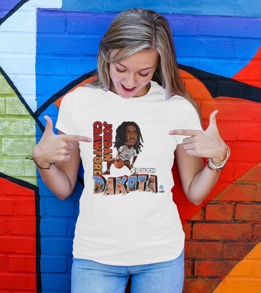 Jordan Crawford South Dakota Basketball Player Cartoon Sports T-Shirt