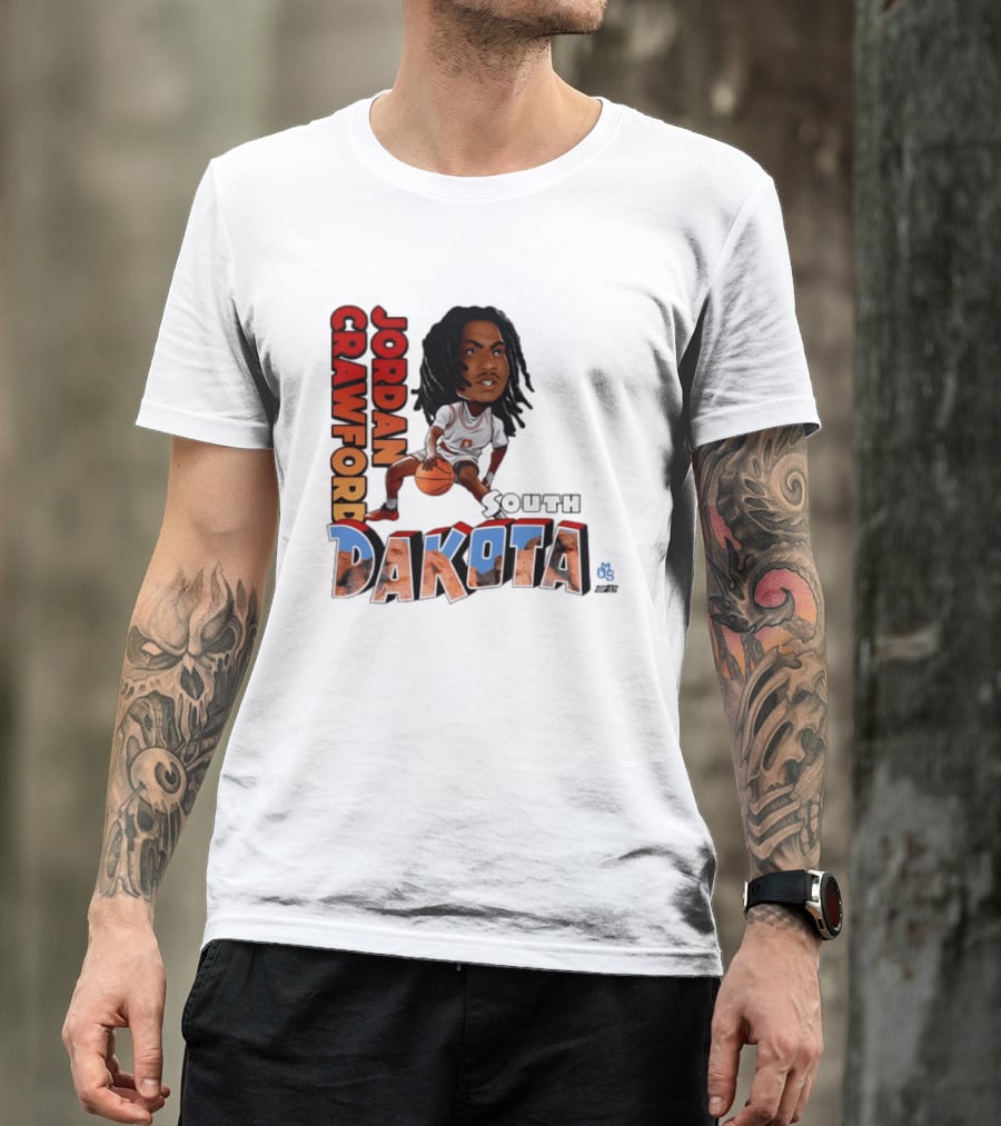 Jordan Crawford South Dakota Basketball Player Cartoon Sports T-Shirt