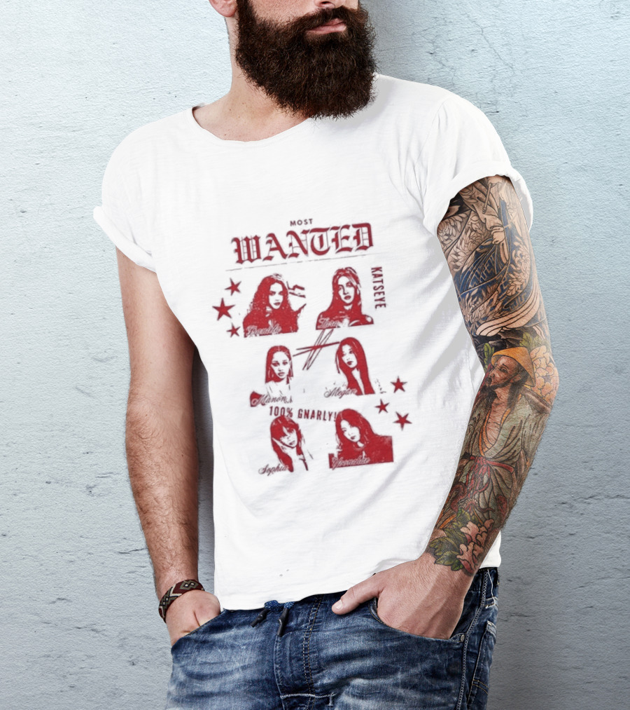 Katseye Most Wanted Red Stars And Figures T-Shirt