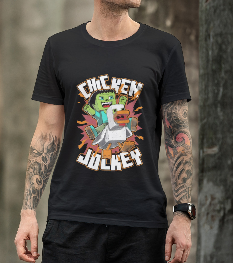 Chicken Jockey Baby Zombie Riding A Chicken Gaming Novelty T-Shirt