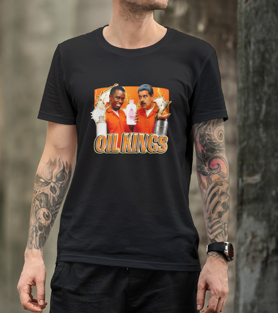 OIL KINGS Diddy Vs Nicolas Maduro Orange Bottles Humor T-Shirt
