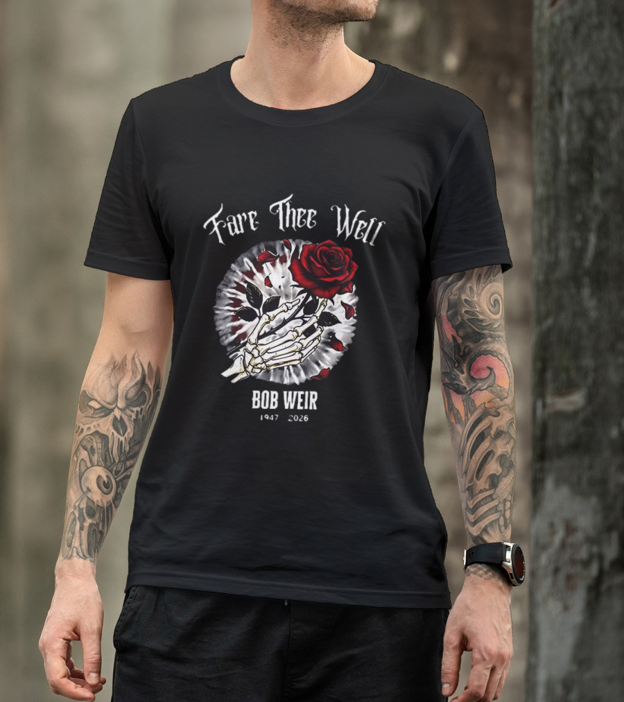 Fare Thee Well Bob Weir Rose Skull 1947 2026 T-Shirt