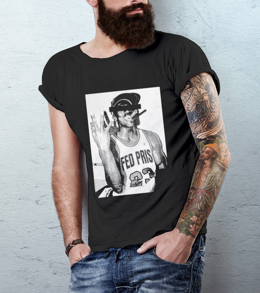 Greg Puciato Fed Pris 23 Censored Basketball Icon Cigarette T-Shirt