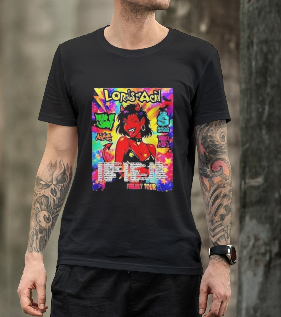 Lords Of Acid Cheeky Freaky Tour 2026 Dead On A Sunday Princess Superstar Tony Kiki Mz Neon Devilish Art 90s T-Shirt
