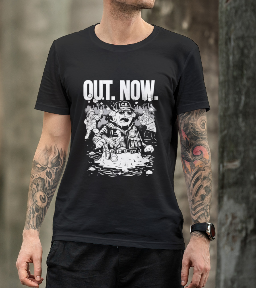 OUT NOW I.C.E. Flooded Streets Political Commentary T-Shirt