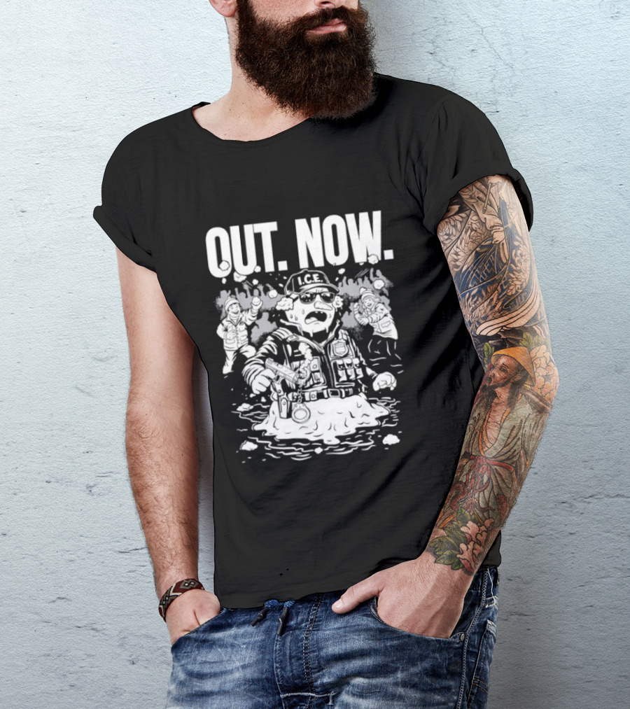 OUT NOW I.C.E. Flooded Streets Political Commentary T-Shirt