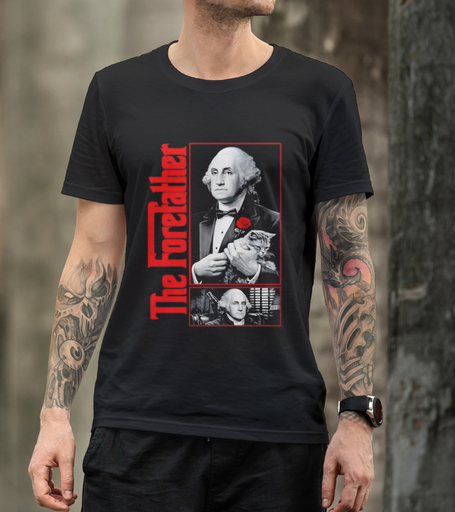 Patriotic George Washington Forefather The American Godfather Cat T-Shirt