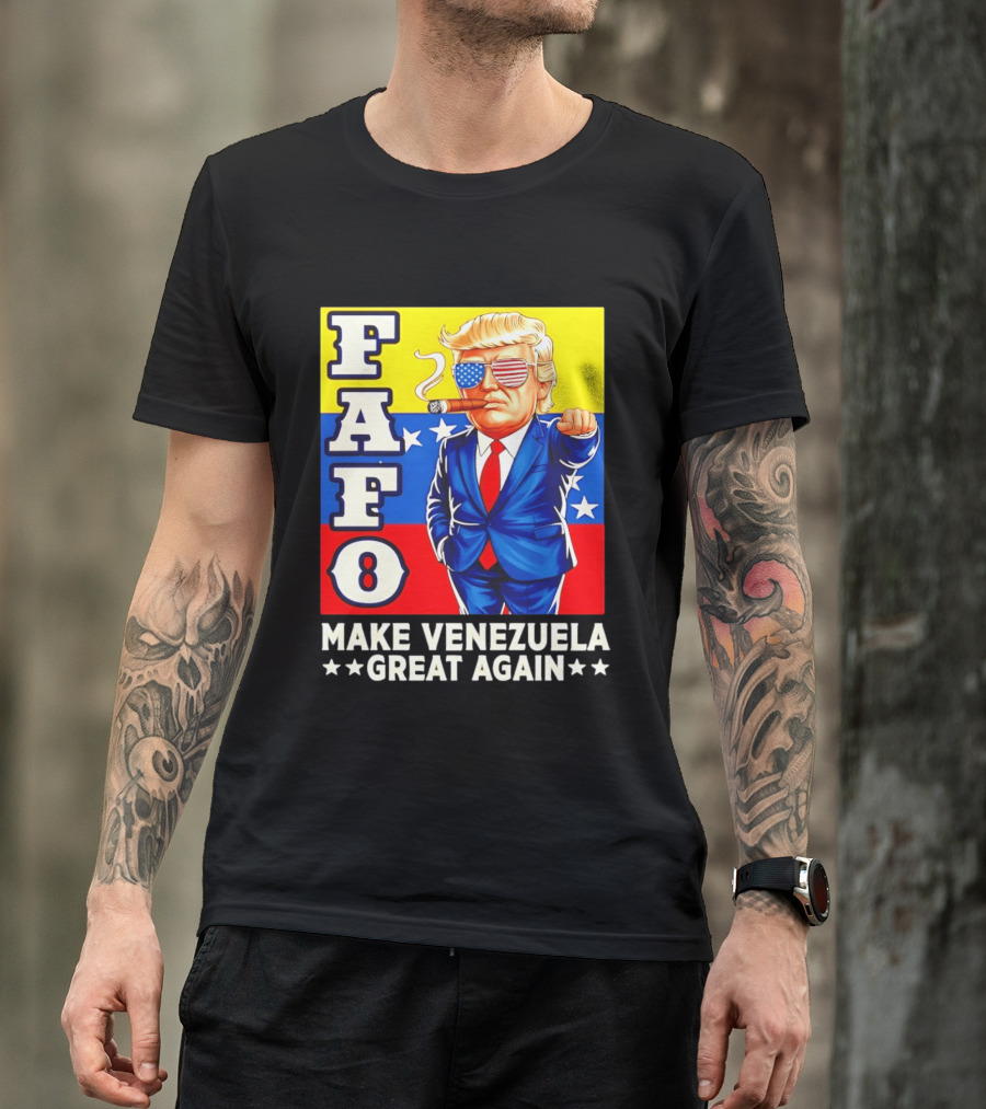 FAFO Trump Make Venezuela Great Again Patriotic Cartoon T-Shirt