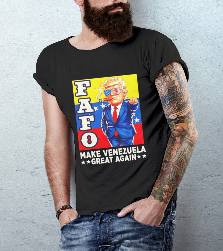 FAFO Trump Make Venezuela Great Again Patriotic Cartoon T-Shirt