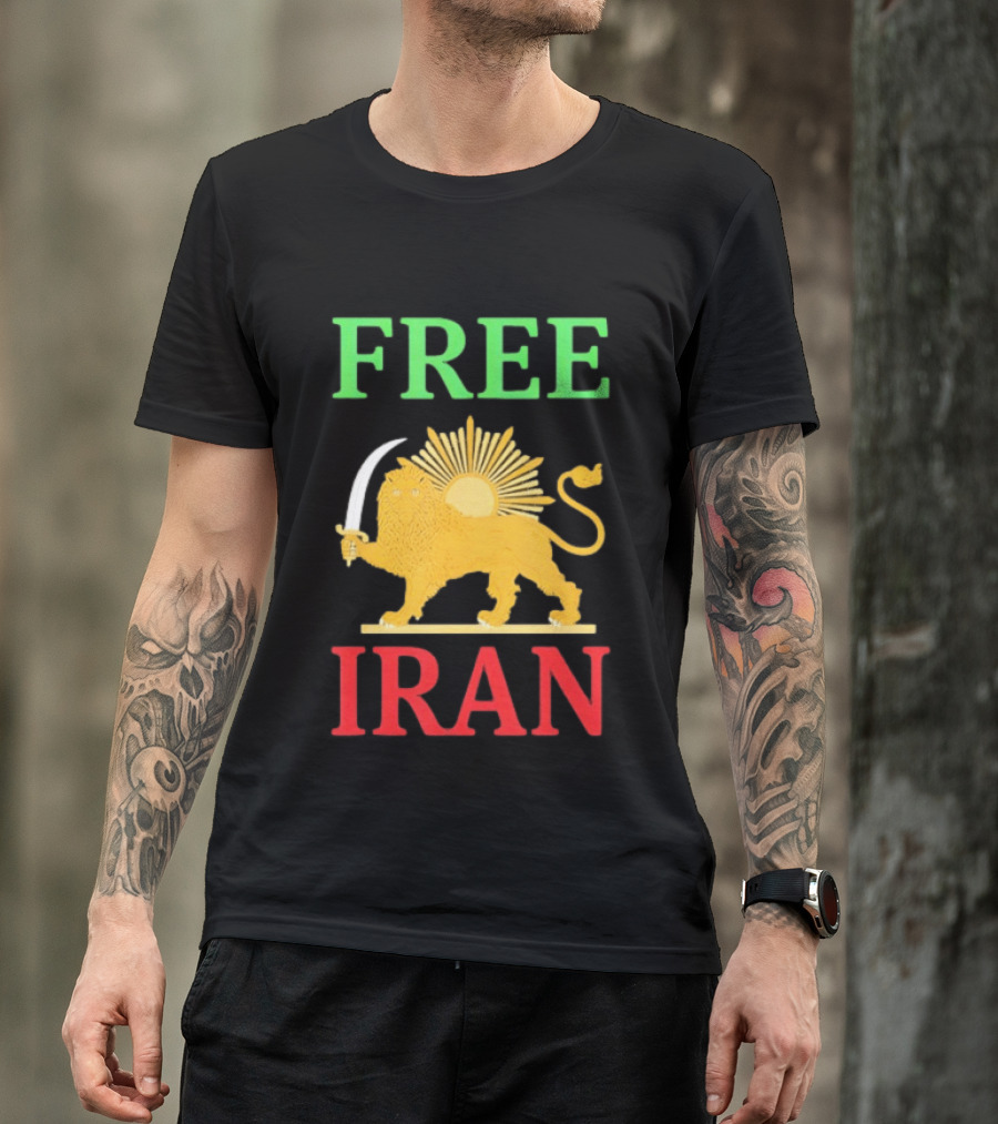 Free Iran Lion And Sun Emblem Freedom Movement T-Shirt