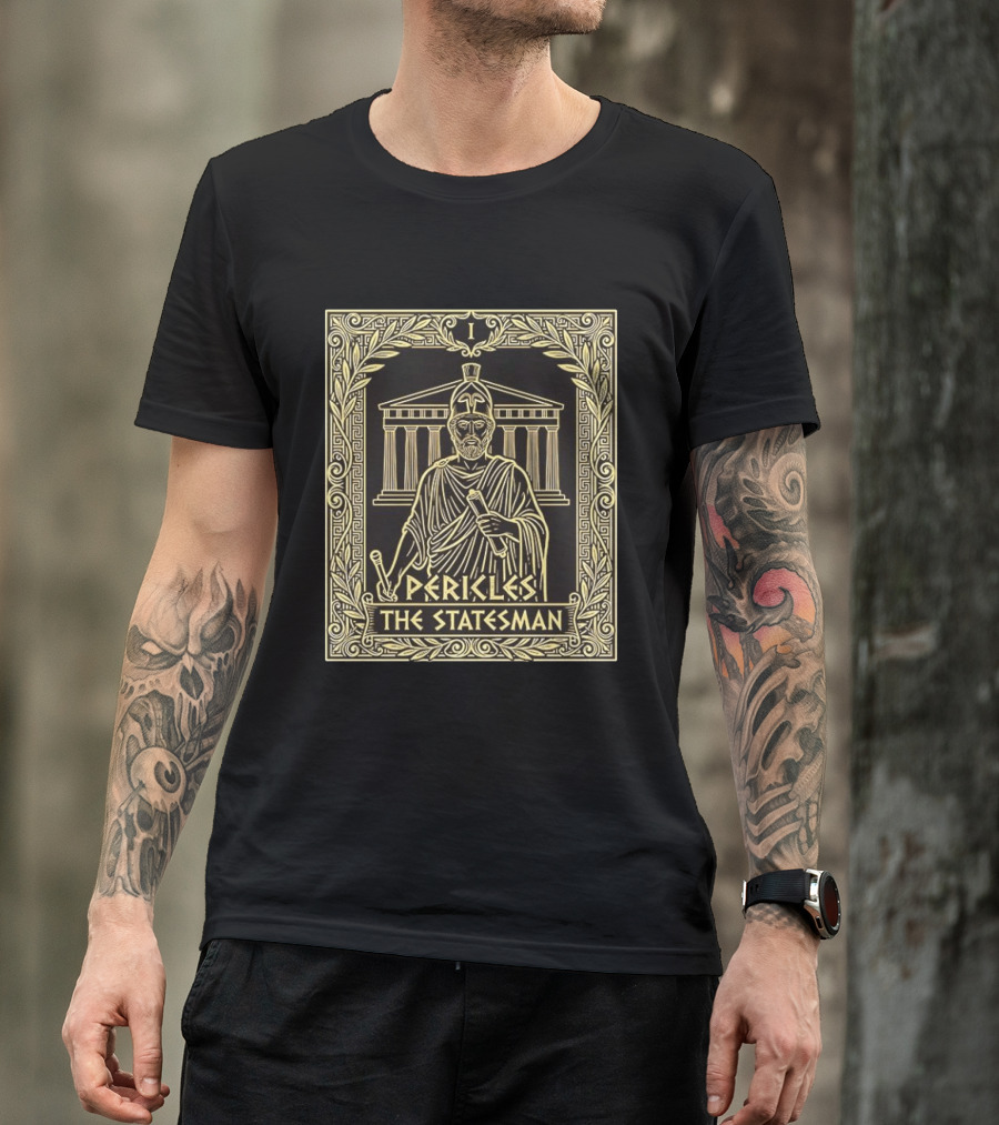 Pericles The Statesman Tarot Card Ancient Greece Roman Helmet Greek Columns T-Shirt