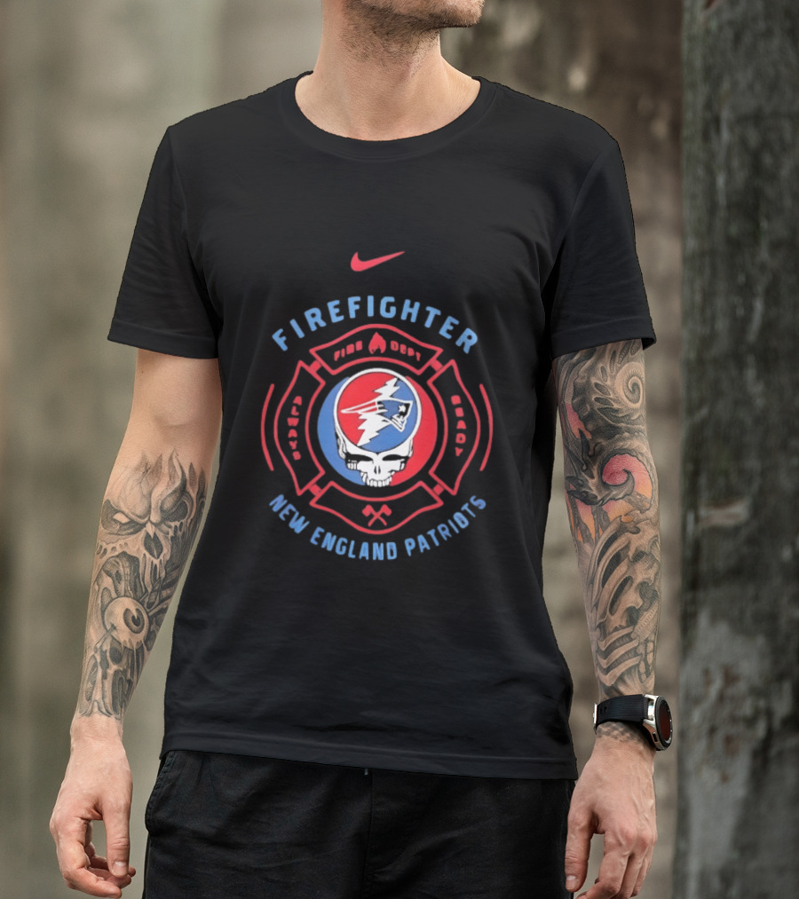 Nike Firefighter New England Patriots Grateful Dead T-Shirt