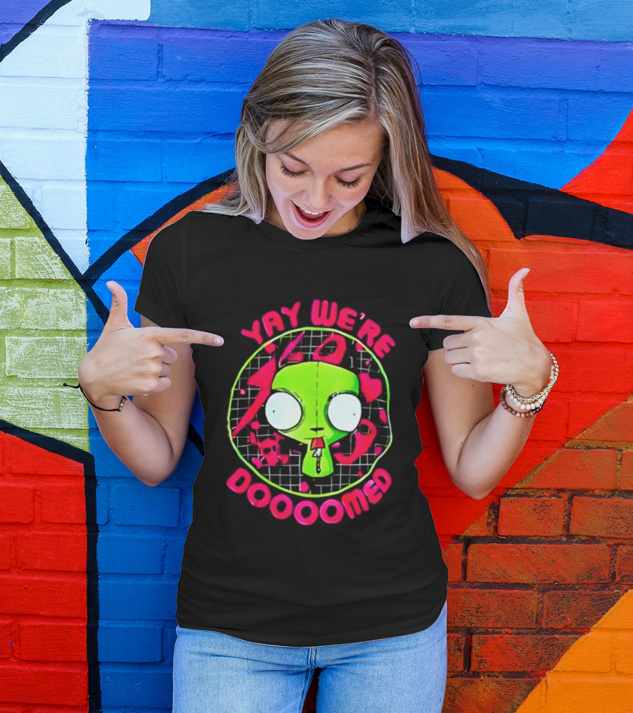 Yay We're Doooomed Invader Zim Alien Cartoon Phrase T-Shirt