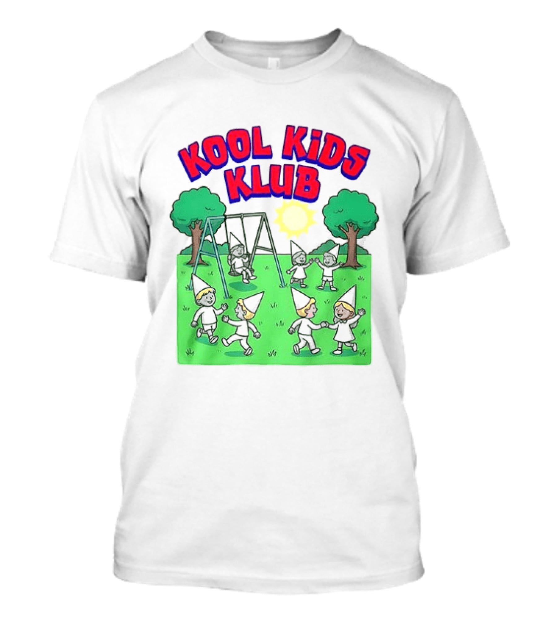 Kool Kids Klub Cartoon Playground Sun Swinging Scene T-Shirt