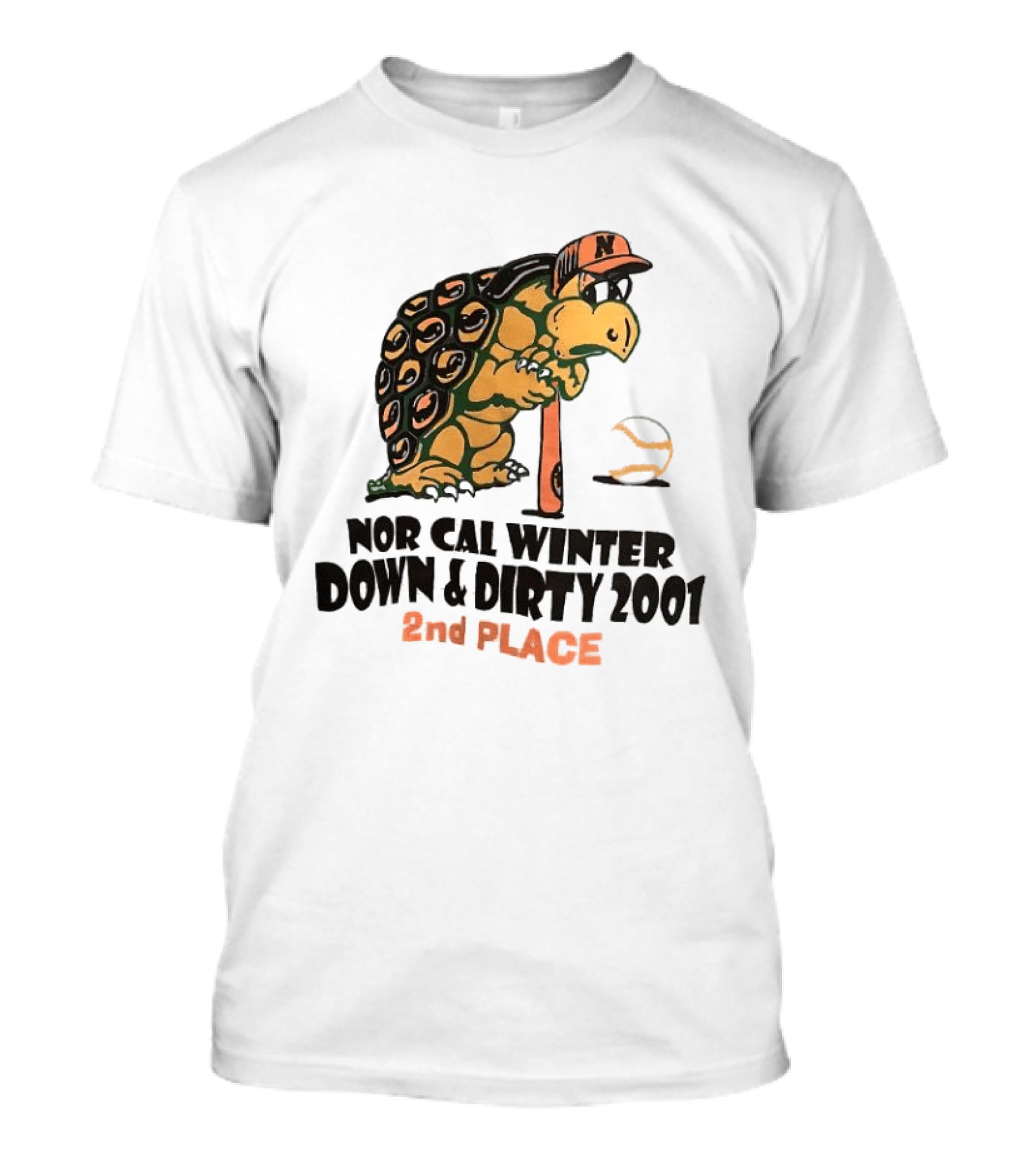 Nor Cal Winter Down And Dirty 2001 2nd Place Turtle Bat And Ball T-Shirt