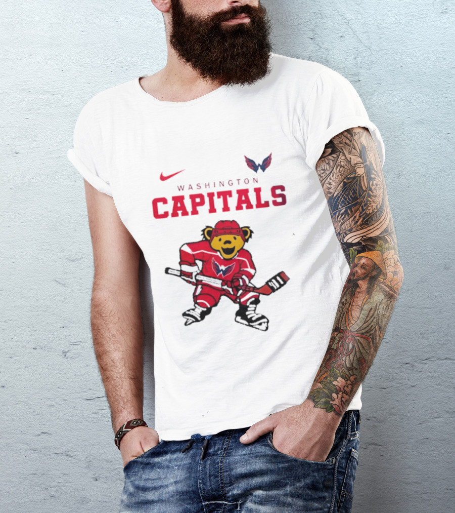 Washington Capitals Grateful Dead Deadhead Bear Hockey Nike Collaboration T-Shirt