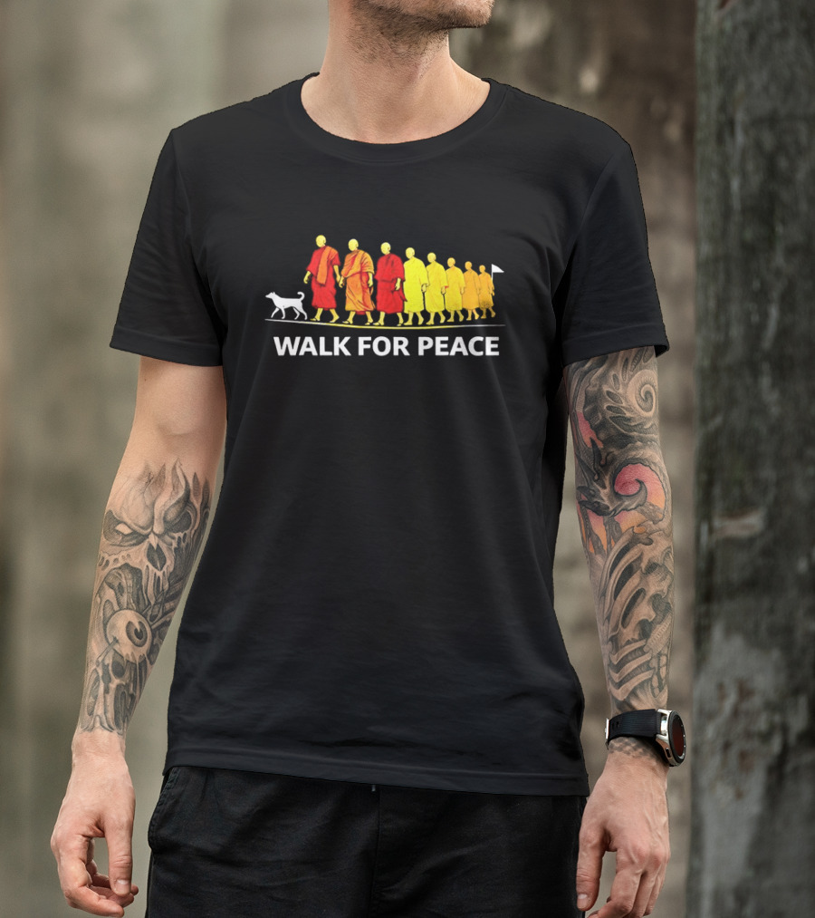 Walk For Peace Of Dog And Monks Pilgrimage Iconic Procession T-Shirt