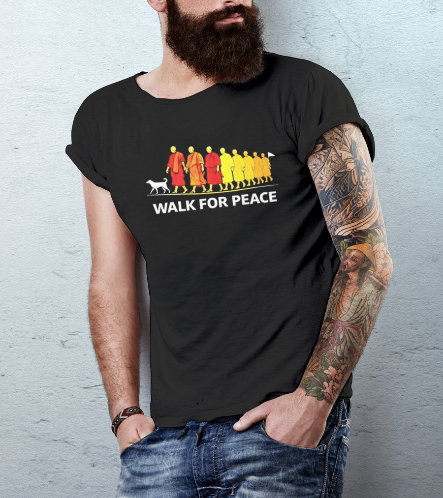 Walk For Peace Of Dog And Monks Pilgrimage Iconic Procession T-Shirt