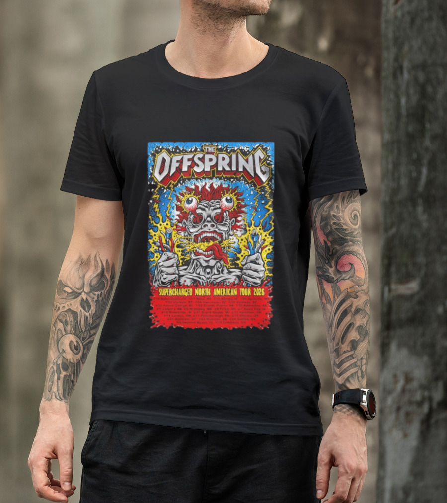 The Offspring Supercharged North American Tour 2026 Concert Dates And Venues T-Shirt