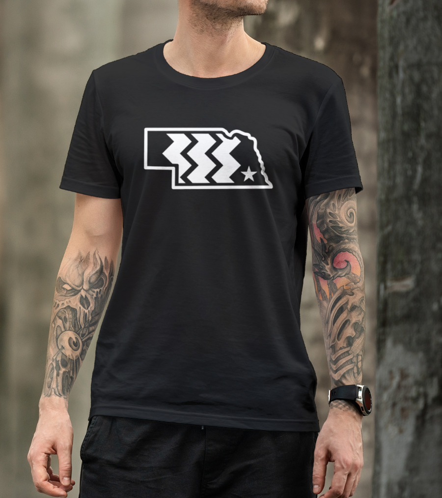 Throwback Converse Nebraska State Iconic Chevron Map Star T-Shirt