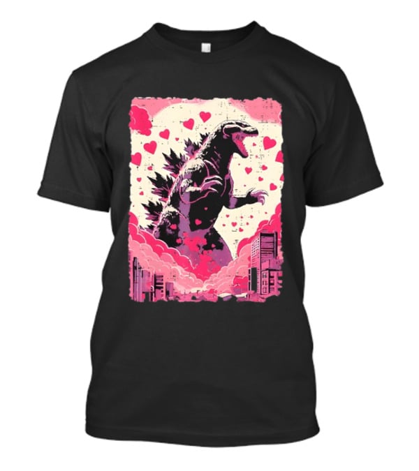 Valentines Day Love Japanese Kaiju Monster With Hearts For Men Women T-Shirt
